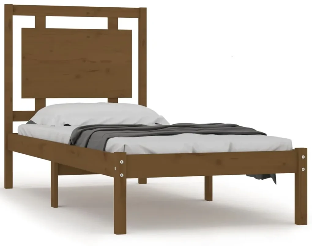 vidaXL Bedframe massief hout honingbruin 90x200 cm