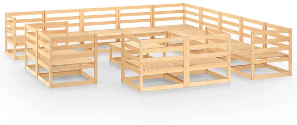 vidaXL 14-delige Loungeset massief grenenhout