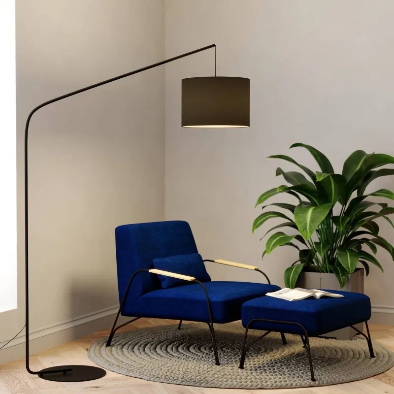 Zwarte booglamp Viskan met stoffen kap - lampen-24