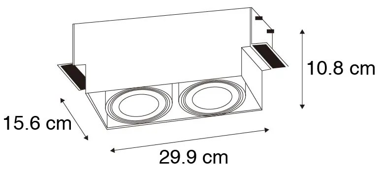 Set van 6 Inbouwspot wit GU10 AR111 trimless 2-lichts - Oneon GU10 Binnenverlichting Lamp