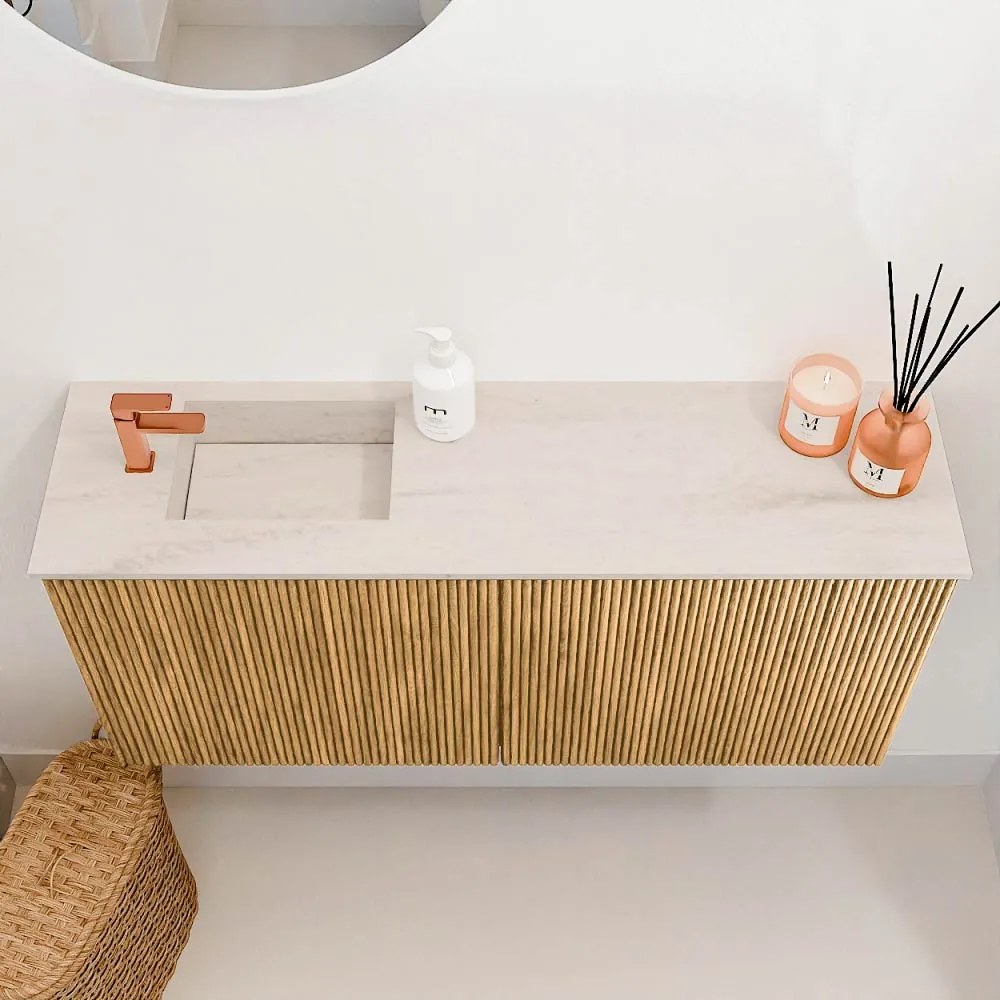 Mondiaz Joya DLux 90cm toiletmeubel oak met wastafel faye links 1 kraangat meli