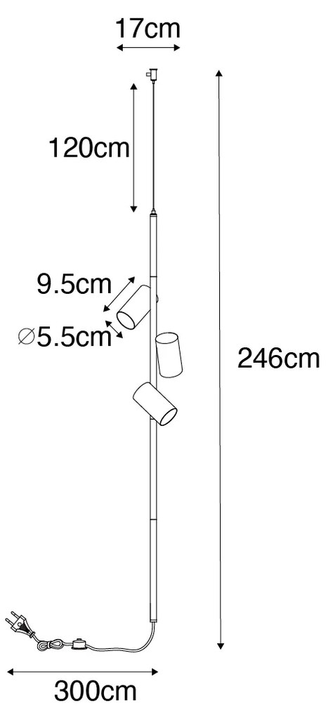 Hanglamp zwart met voetschakelaar 3-lichts - Jeana Luxe Modern GU10 Binnenverlichting Lamp