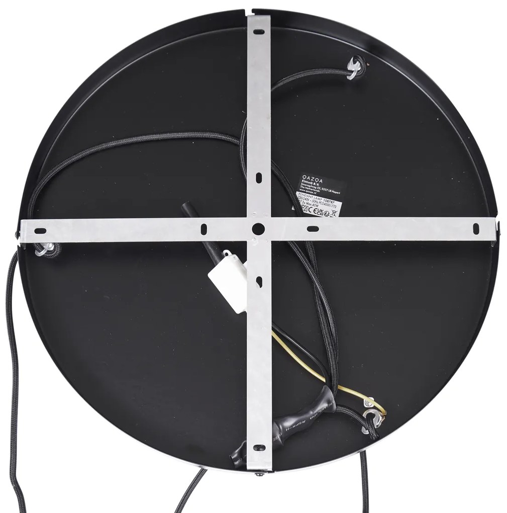 Japandi hanglamp zwart en goud met beige kap 3-lichts - Pluni