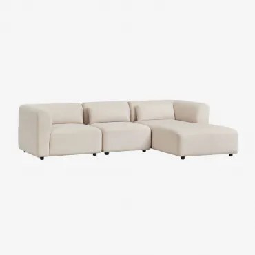 Rechtsmodulaire Chaise Longue Bank Van 3 Delen Fogler Linnen Fluweel Linnenbeige - Sklum