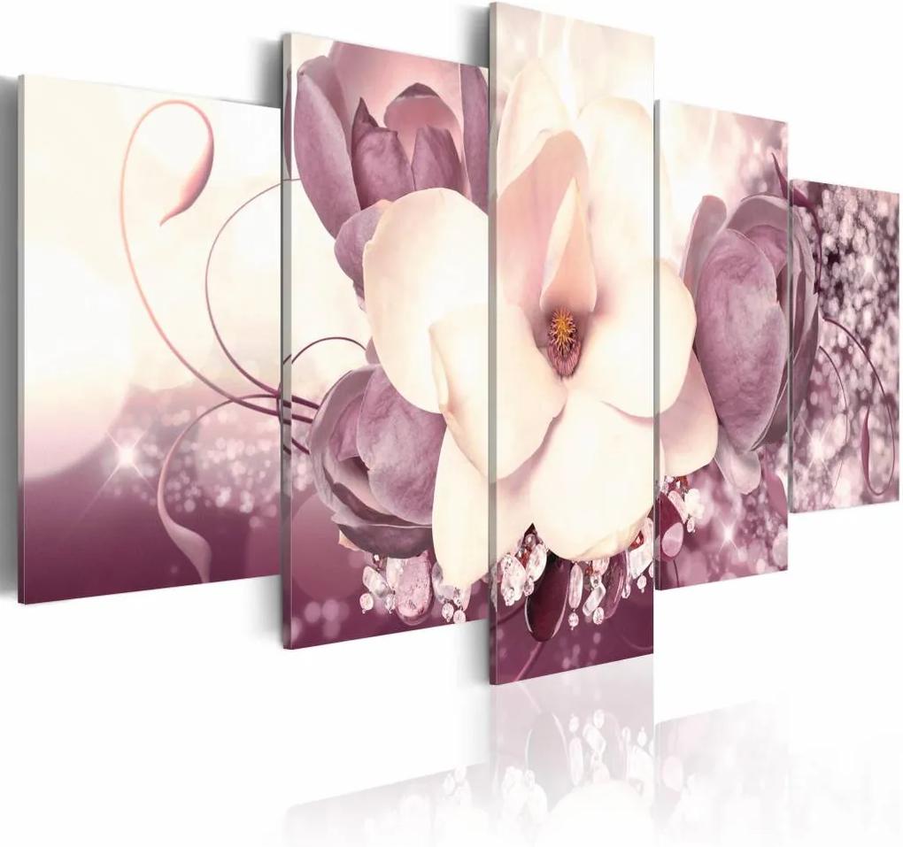 Schilderij - Bourgondische prinses , lila roze , 5 luik