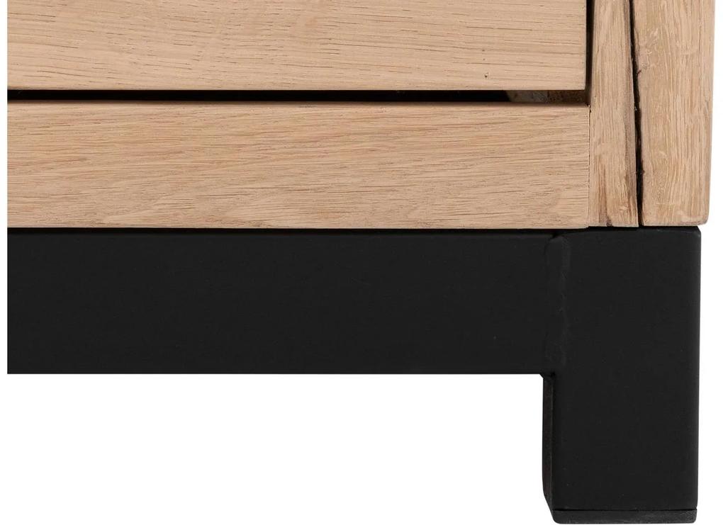 Goossens Salontafel Sans rechthoekig, hout eiken blank, urban industrieel, 135 x 38 x 65 cm