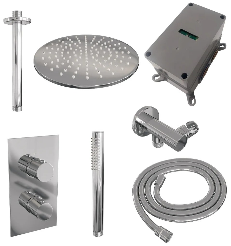 Brauer Chrome Edition complete inbouw regendouche met staafhanddouche, plafondarm en hoofddouche 30cm set 30 chroom