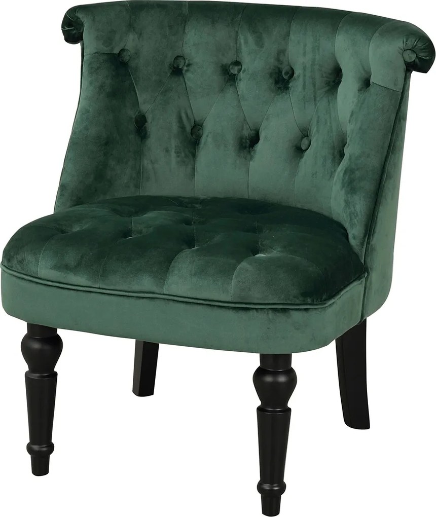 Nordiq Minton sofa chair - Velvet fauteuil - Donkergroen- Fluweel - Lounge stoel - Vintage - Hout - Design - Lounge stoel - Retro