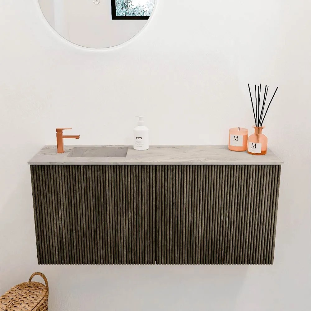 Mondiaz Joya DLux 90cm toiletmeubel shadow met wastafel faye links 1 kraangat glace