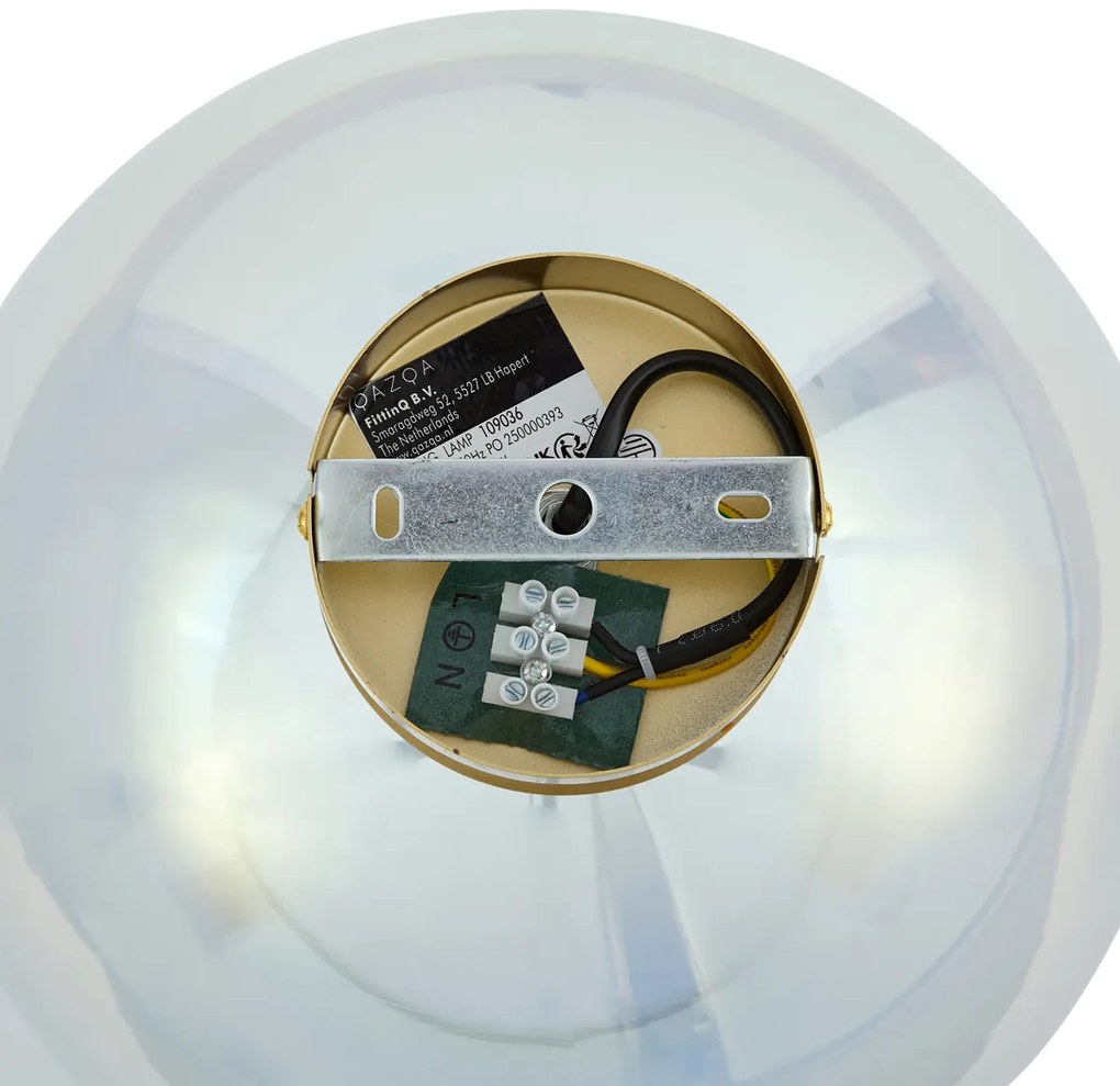 Art Deco plafondlamp goud met regenboog glas - Sandra