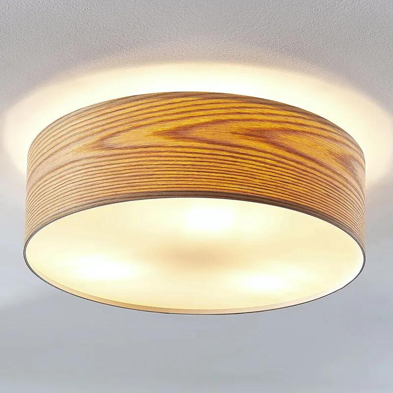 Houten plafondlamp Dominic in ronde vorm - lampen-24