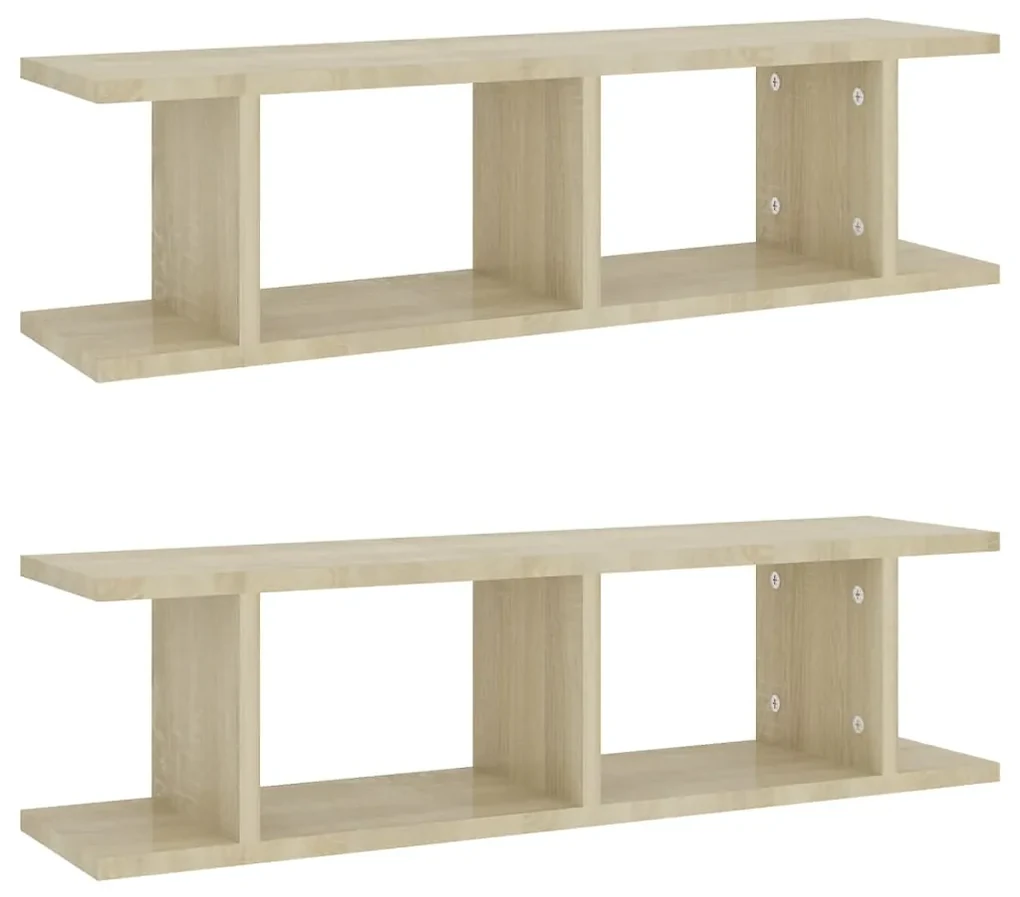 vidaXL Wandschappen 2 st 78x18x20 cm spaanplaat sonoma eikenkleurig