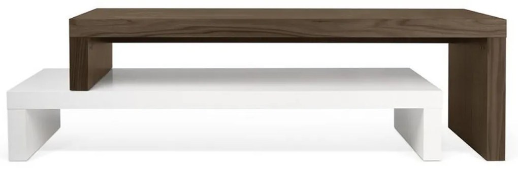 TemaHome Cliff Verstelbaar Tv-meubel Wit Met Walnoot - 125x38x20cm.