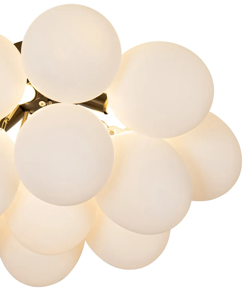 Smart plafondlamp zwart met opaal glas 4-lichts incl. 4 Wifi G9 - Uvas Design G9 bol / globe / rond rond Binnenverlichting Lamp