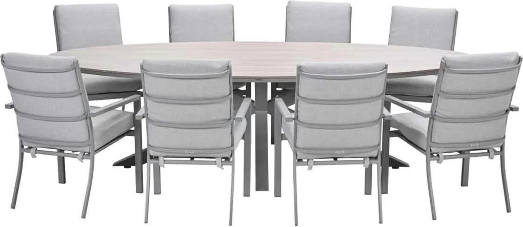 Garden Impressions Senja tuinset 9-delig valley sand - Tulli tuintafel 280x140 cm - light teak vironwood