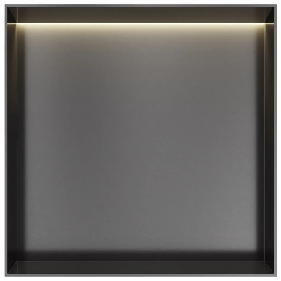 Hotbath &More frameless inbouwnis met verlichting 30x30x10cm geborsteld gunmetal PVD