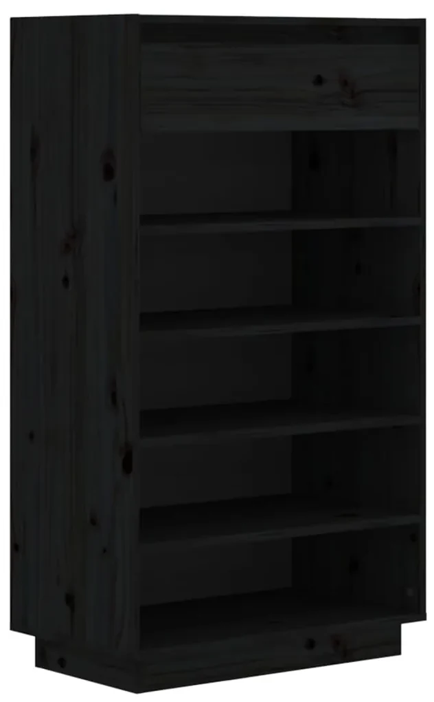 vidaXL Schoenenkast 60x34x105 cm massief grenenhout zwart