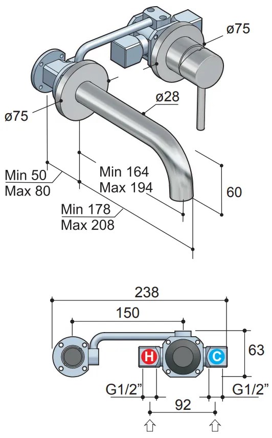 Hotbath Buddy Inbouw Wastafelkraan Chroom B005J