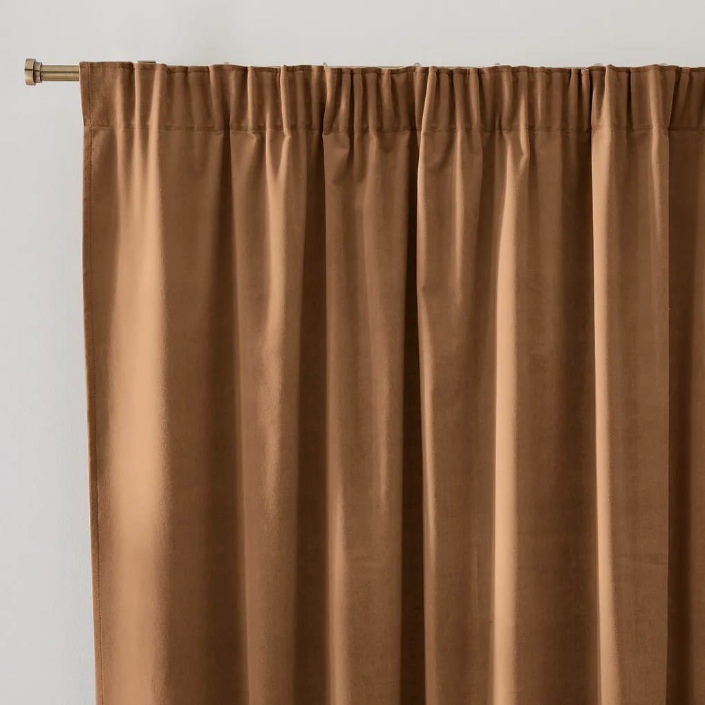 Fluwelen gordijn, met aangerimpelde bies en golf, VELVET