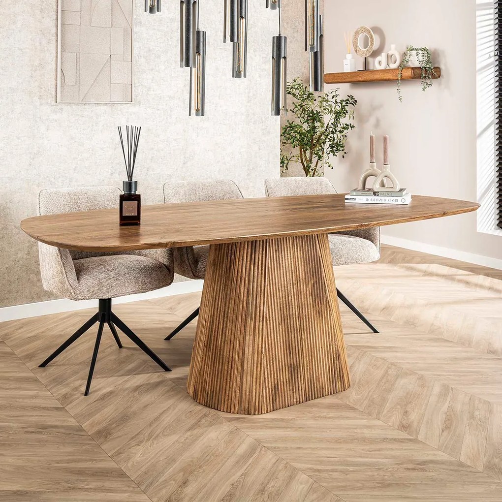 Eettafel Hout Met Ribbelpoot 215 Cm - 215 X 105cm.