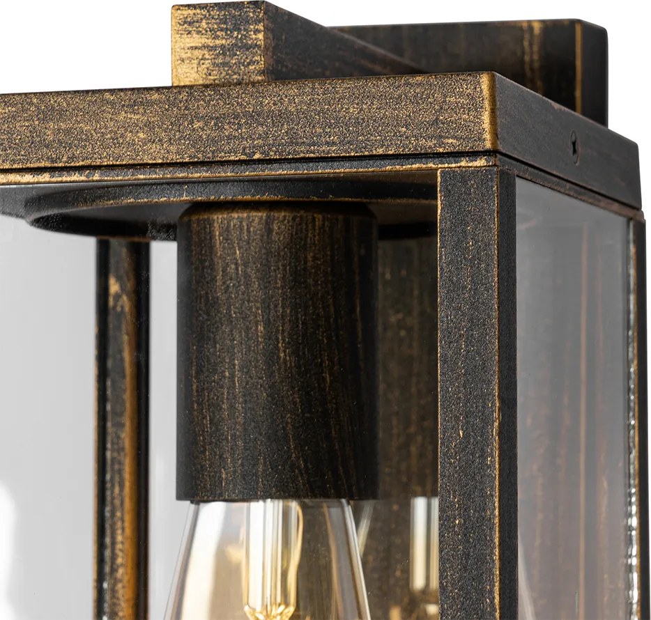 Buiten wandlantaarn antiek goud met bewegingssensor IP44 - Charlois