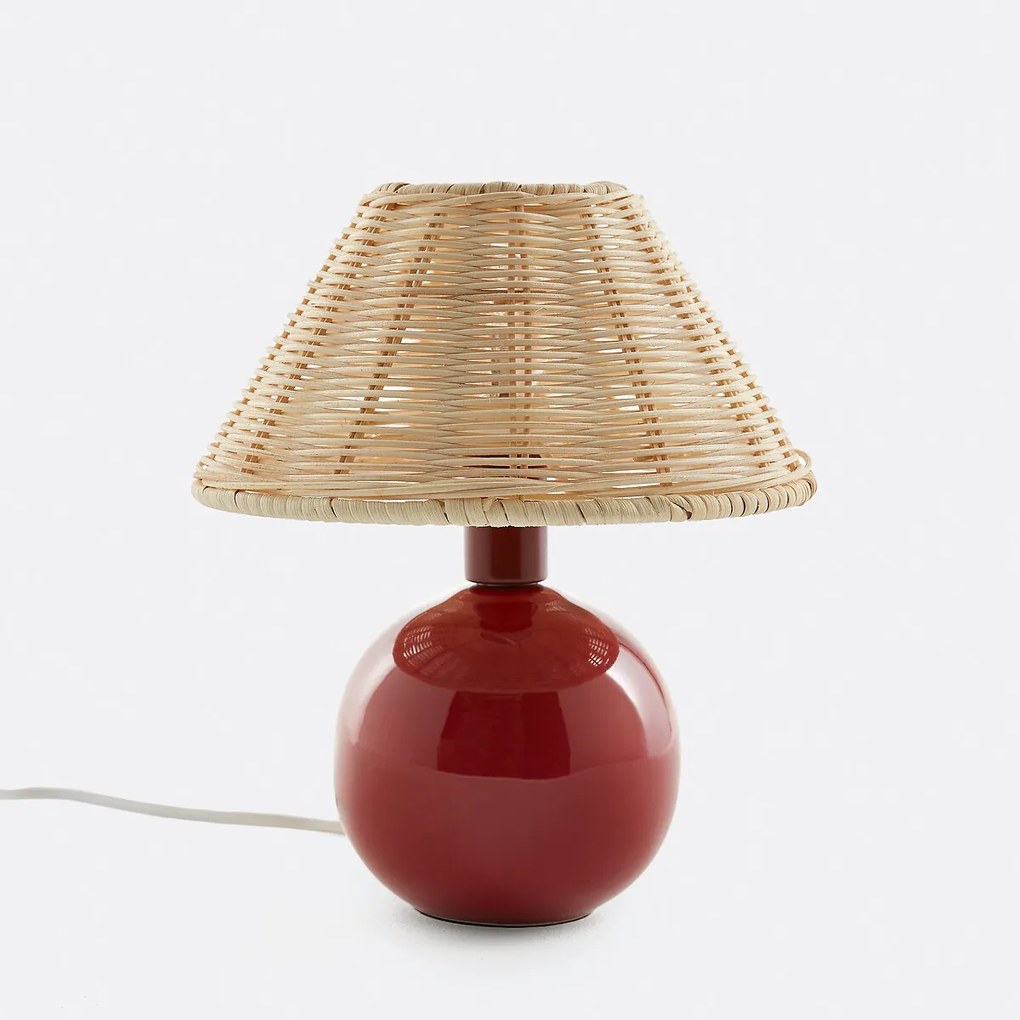 Tafellamp in keramiek en rotan, Alios