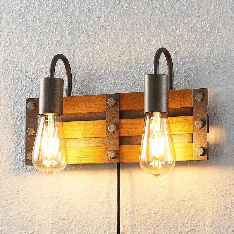 Jamina houten wandlamp, 2-lamps - lampen-24