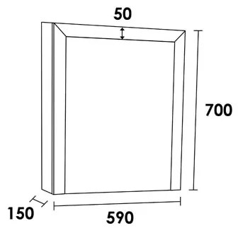 Brauer Rise spiegelkast 60cm met linksdraaiende spiegeldeur eiken grijs