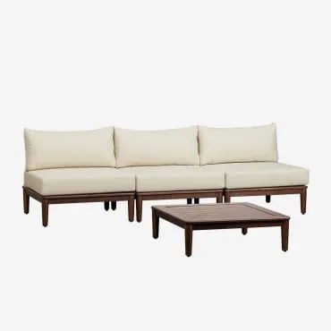 Giulia Tuinset Met 3-delige Modulaire Bank En Salontafel In Acacia Beige – Crème - Sklum