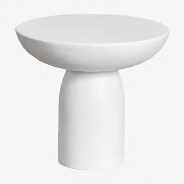 Ronde Bijzettafel Voor Tuin Ø50 Cm In Cement Zenadia Wit - Sklum