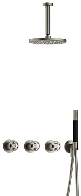 Hotbath Cobber IBSW70 Regendoucheset inbouw - 15cm plafondarm - 20cm ronde hoofddouche - staafhanddouche - Geborsteld nikkel IBSW70GN2