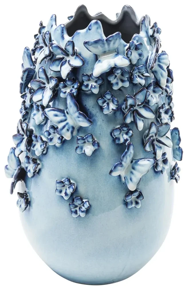 Kare Design Butterflies 35 Blauwe Vaas Met Vlinders