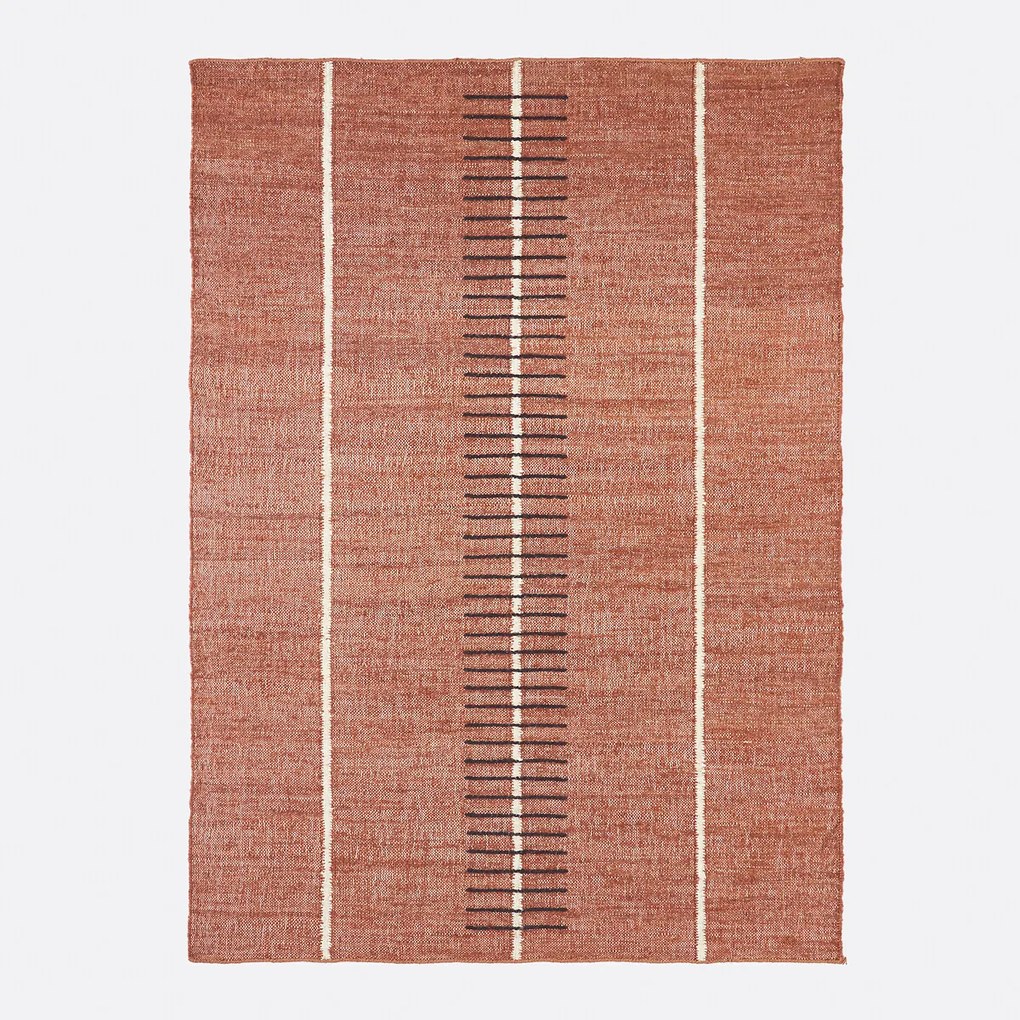 Vloerkleed in jute en katoen, lijnpatroon, Calvy