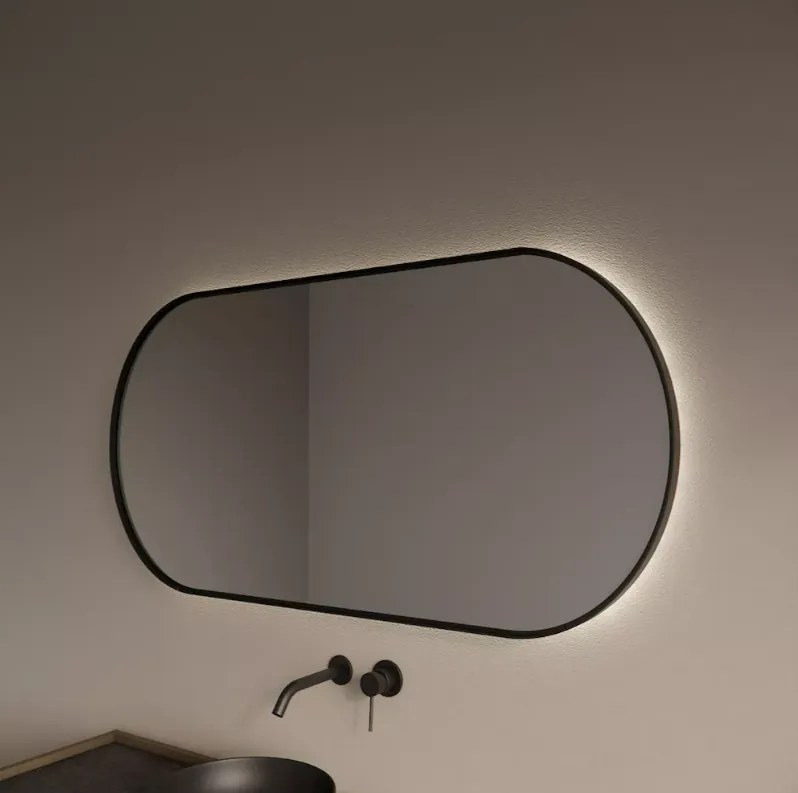 Gliss Design Aura spiegel met LED-verlichting 100x70cm mat zwart