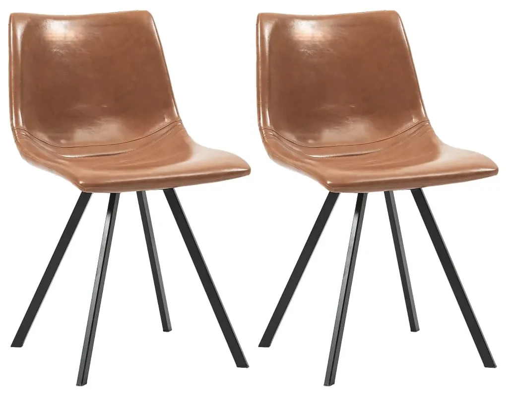 vidaXL Eetkamerstoelen 2 st kunstleer cognackleurig