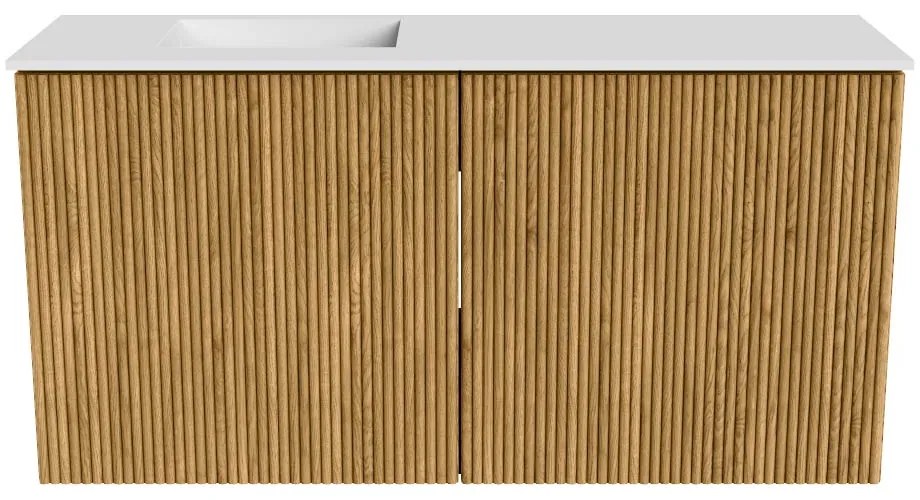 Mondiaz Joya 80cm toiletmeubel oak met wastafel faye links 1 kraangat talc