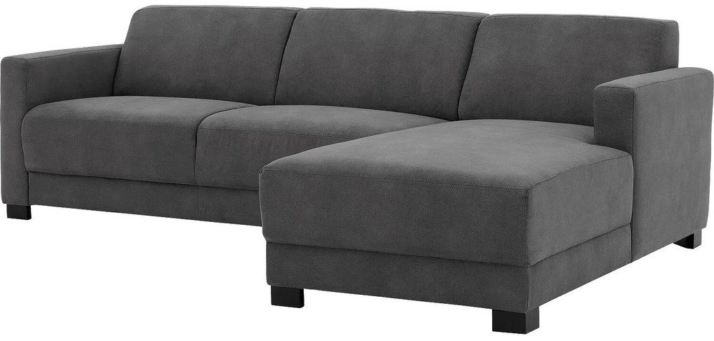 Goossens My Style antraciet, microvezel, 2,5-zits, stijlvol landelijk met chaise longue rechts