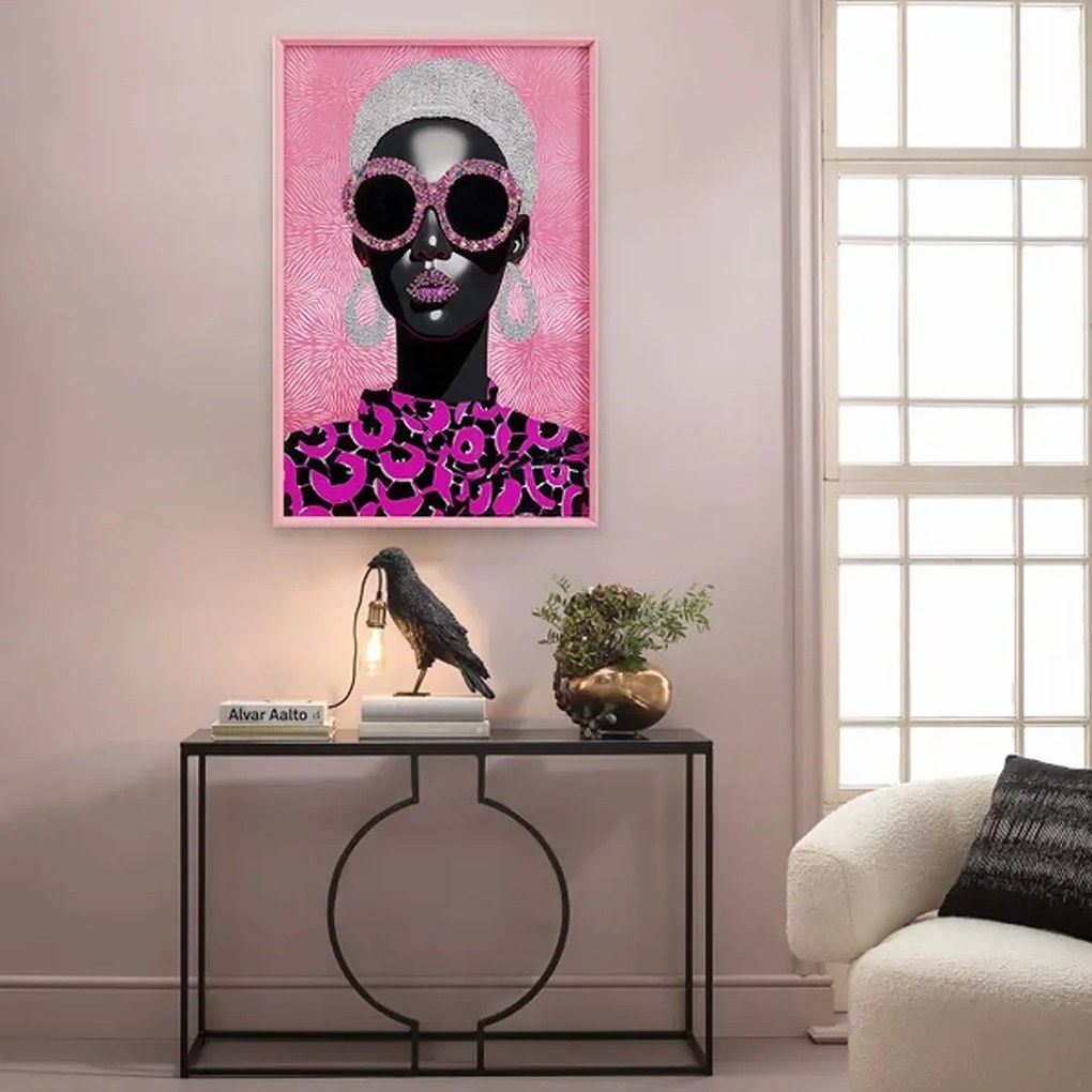 Kare Design Swinging Sixties Roze Schilderij Met Kristallen 75x115