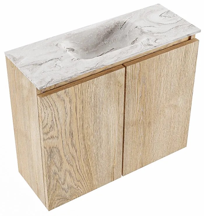 Mondiaz Ture DLux toiletmeubel 60cm washed oak met wastafel glace midden zonder kraangat