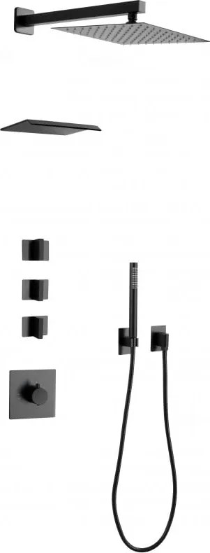 Mexen Boka inbouw regendoucheset, zwart - 7603-03-70