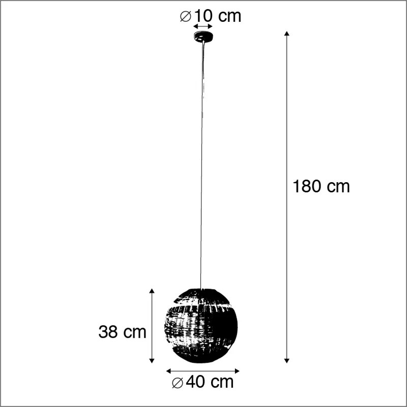 Eettafel / Eetkamer Landelijke hanglamp wit met rotan - Rattan Art Deco E27 rond Binnenverlichting Lamp