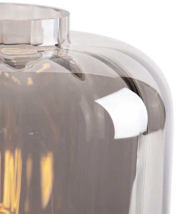 Design tafellamp zwart met smoke glas - Qara