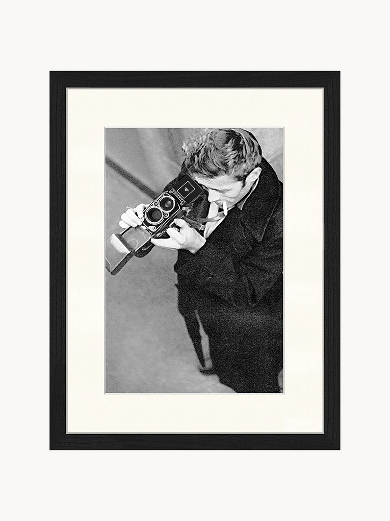 Ingelijste print James Dean met camera