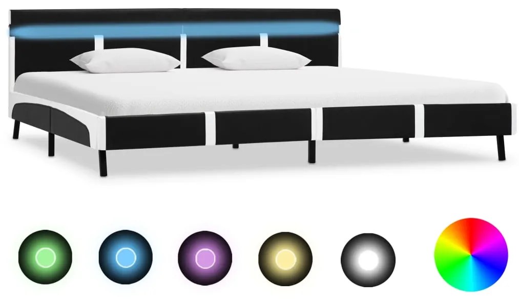 vidaXL Bedframe met LED kunstleer zwart 180x200 cm