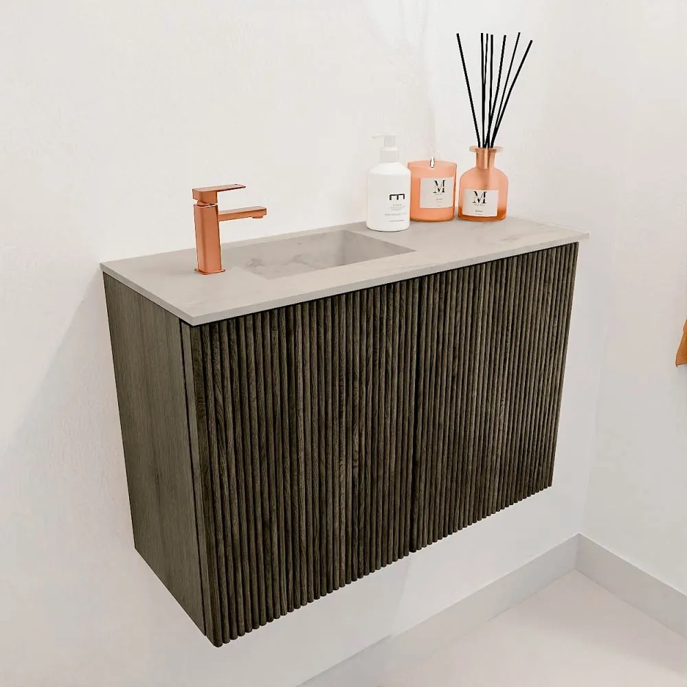 Mondiaz Joya DLux 60cm toiletmeubel shadow met wastafel faye links 1 kraangat opalo
