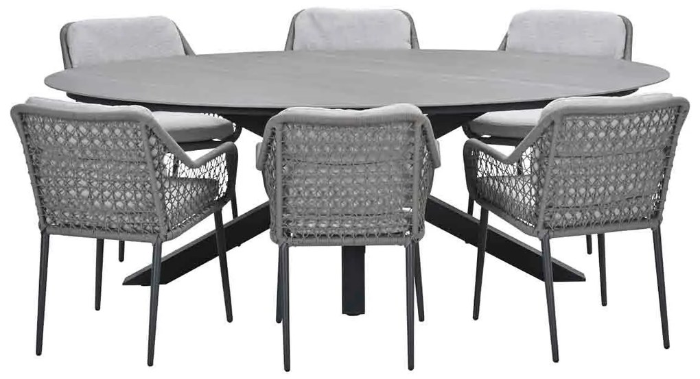 Garden Impressions Pemba tuinset 7-delig - Scot tuintafel Napoli sand 230x115 cm
