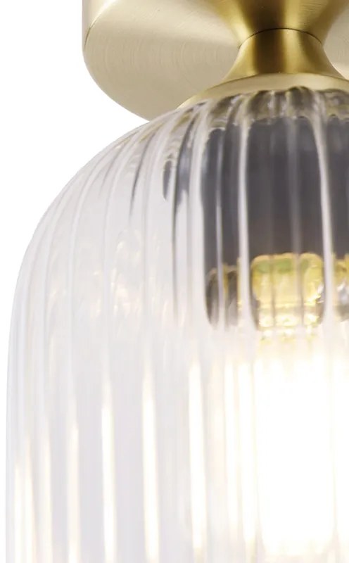 Art Deco plafondlamp messing met helder glas - Banci