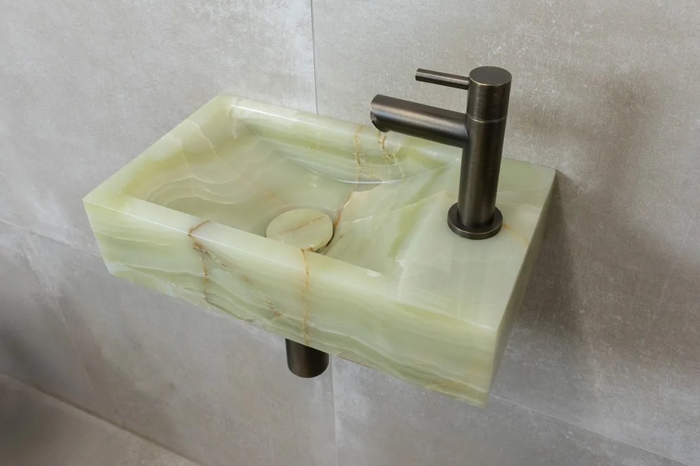 Saniclear Green Onyx fonteinset met rechte kraan in verouderd messing