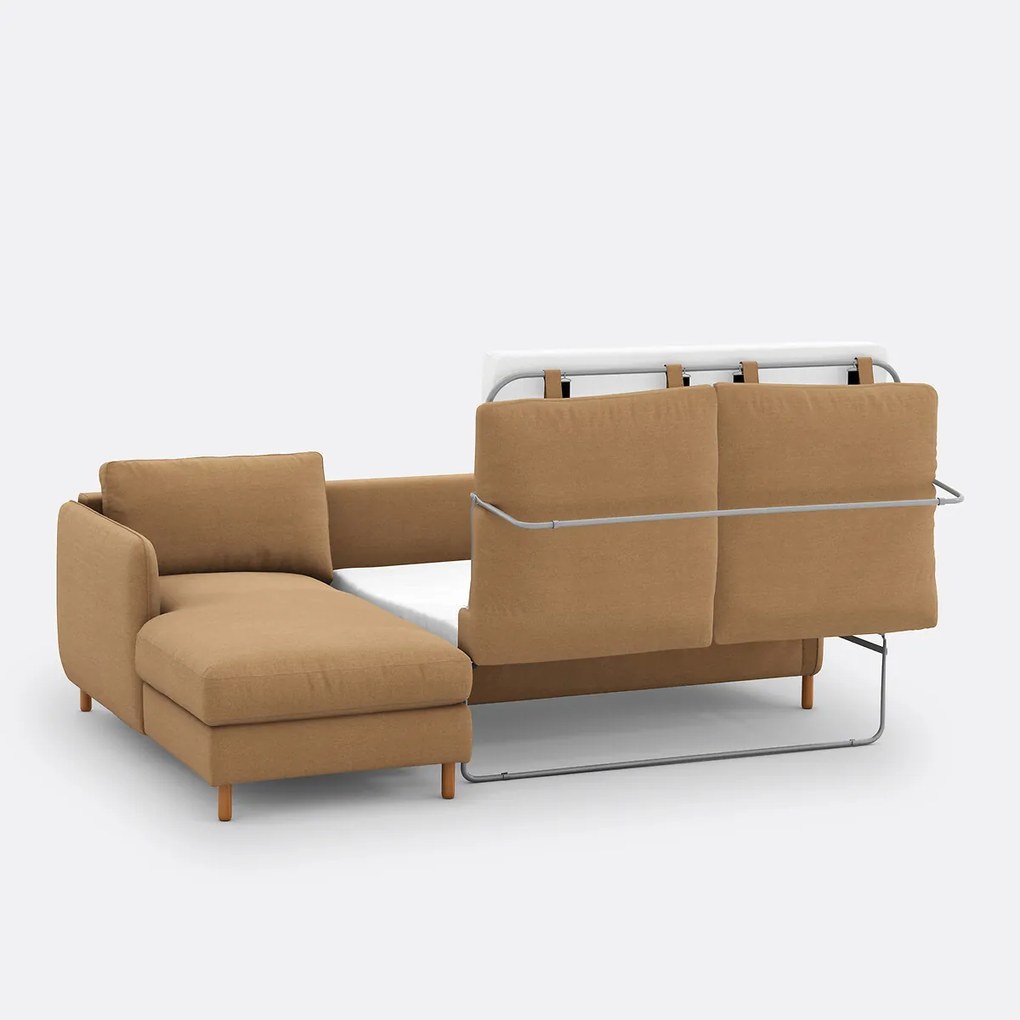 Hoekbank links, converteerbaar, 4 zits, in polyester, LOMÉO