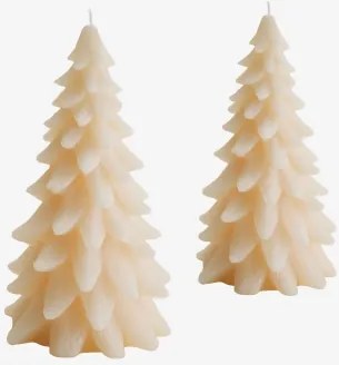 Set Van 2 Decoratieve Kerstkaarsen Eldor Tapioca Beige - Sklum